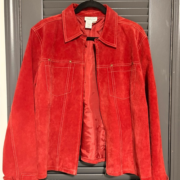 Coldwater Creek Jackets & Blazers - Coldwater Creek Red Suede Jacket - Women